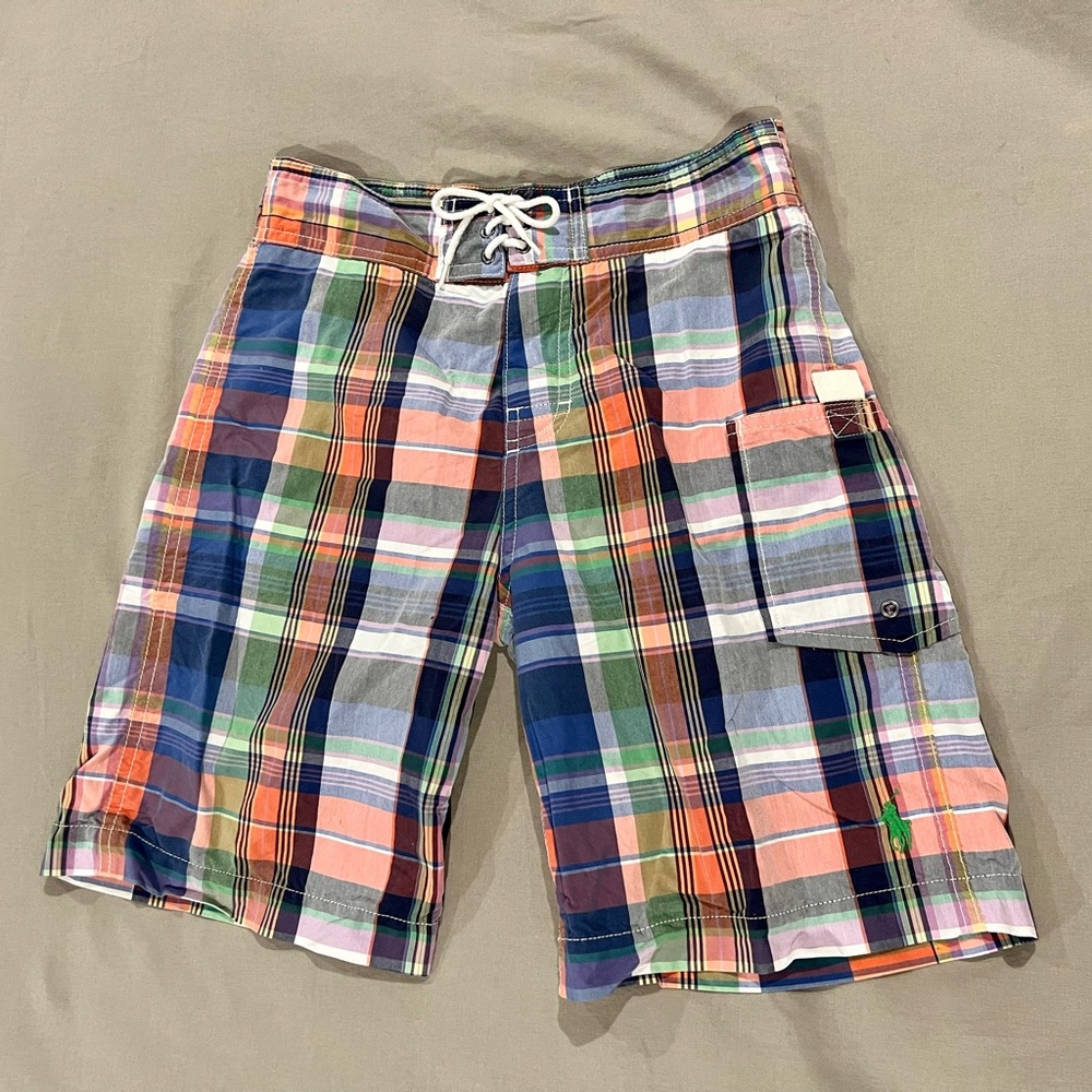 Ralph Lauren Boys Plaid Swim Trunks